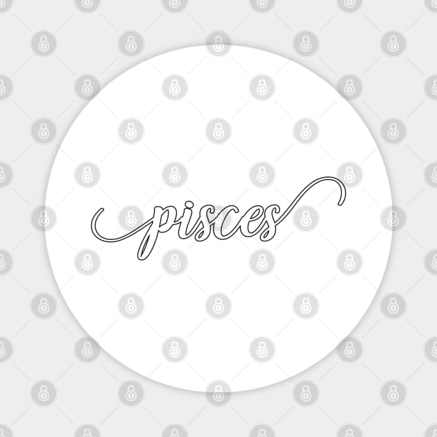 Pisces Zodiac Script Sticker Magnet by aterkaderk